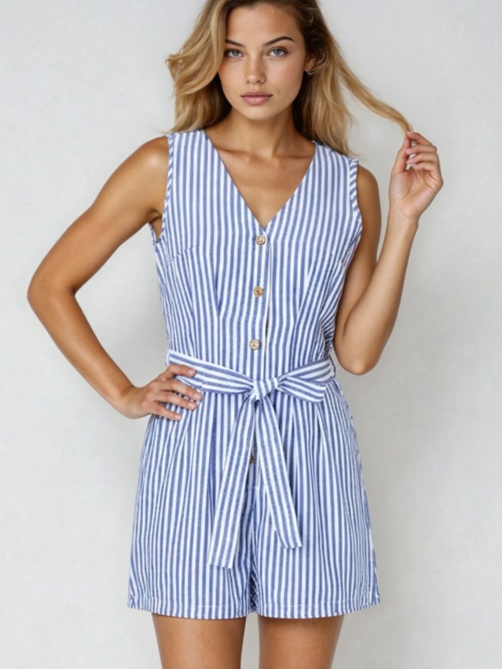 NEW SLEEVELESS ROMPER shorts STRIPED (4-colors) SM-XL summer spring vacation